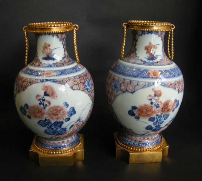 Pair porcelain vases decorated in underglaze blue and copper red | MasterArt
